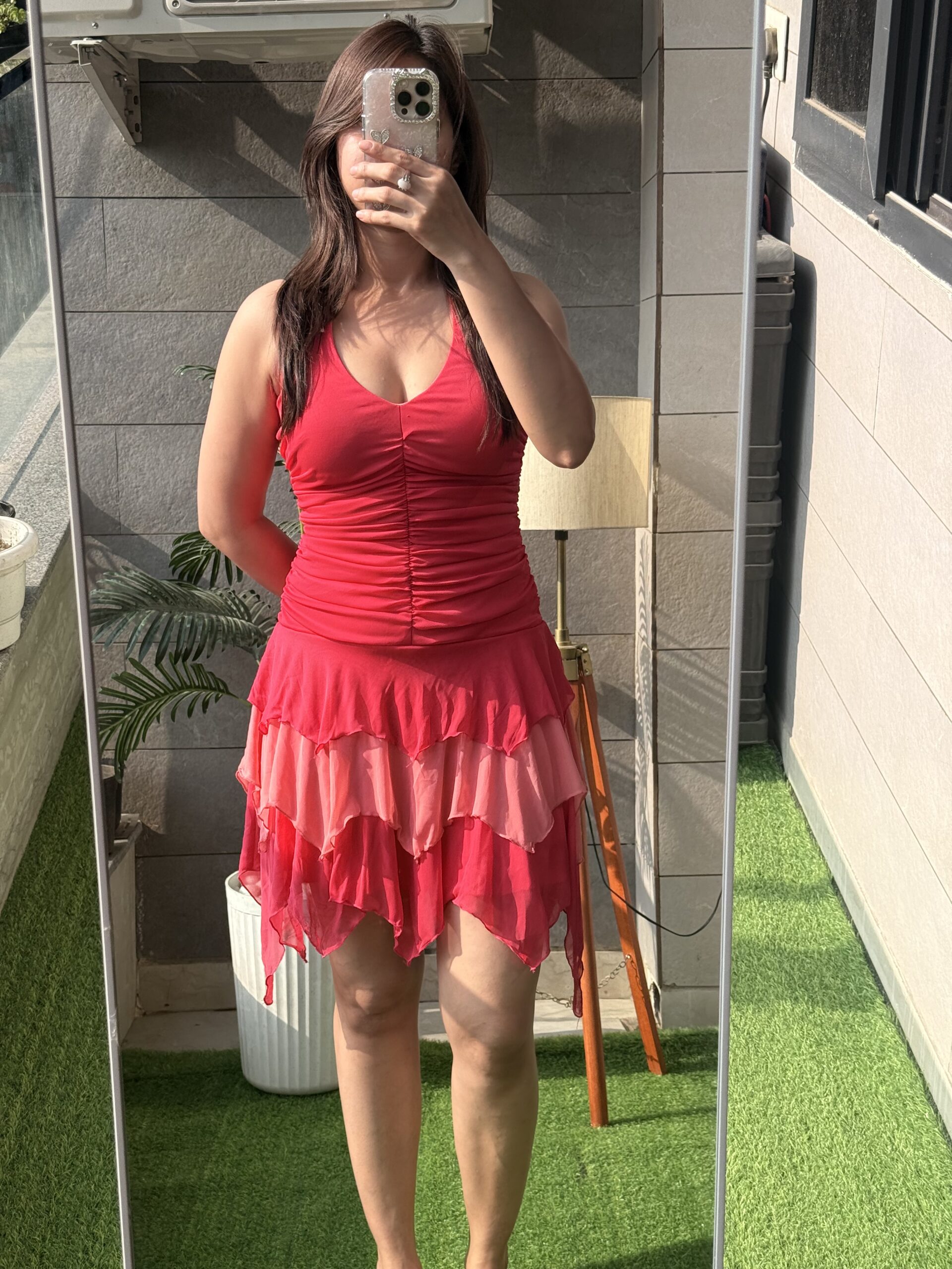 Cherry Red Layered Ruffle Mini Dress